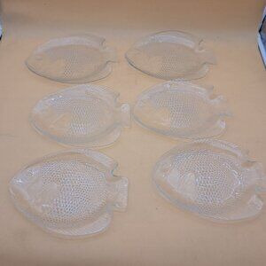 Set of 6 Arcoroc Glass Fish Plates